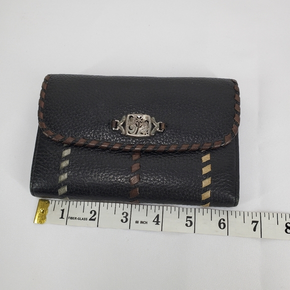 Vtg Brighton Black Pebble Leather Clutch Organizer Wallet 7 Pocket, 8 Card EUC. - Picture 2 of 16